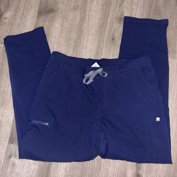 Figs High Waisted Yola Skinny Scrub Pants Navy Blue - Picture 2 of 5